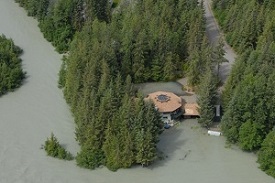 Aerial photo of Suicide Basin glacial lake outburst flood