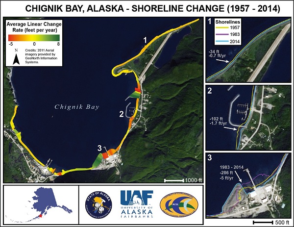 Shoreline change map