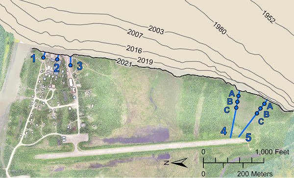 Napakiak erosion monitoring sites map