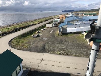 View from above wave monitoring camera at Unalakleet