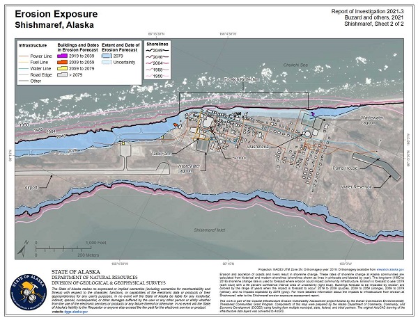 Clip of erosion exposure map from Shishmaref, Alaska